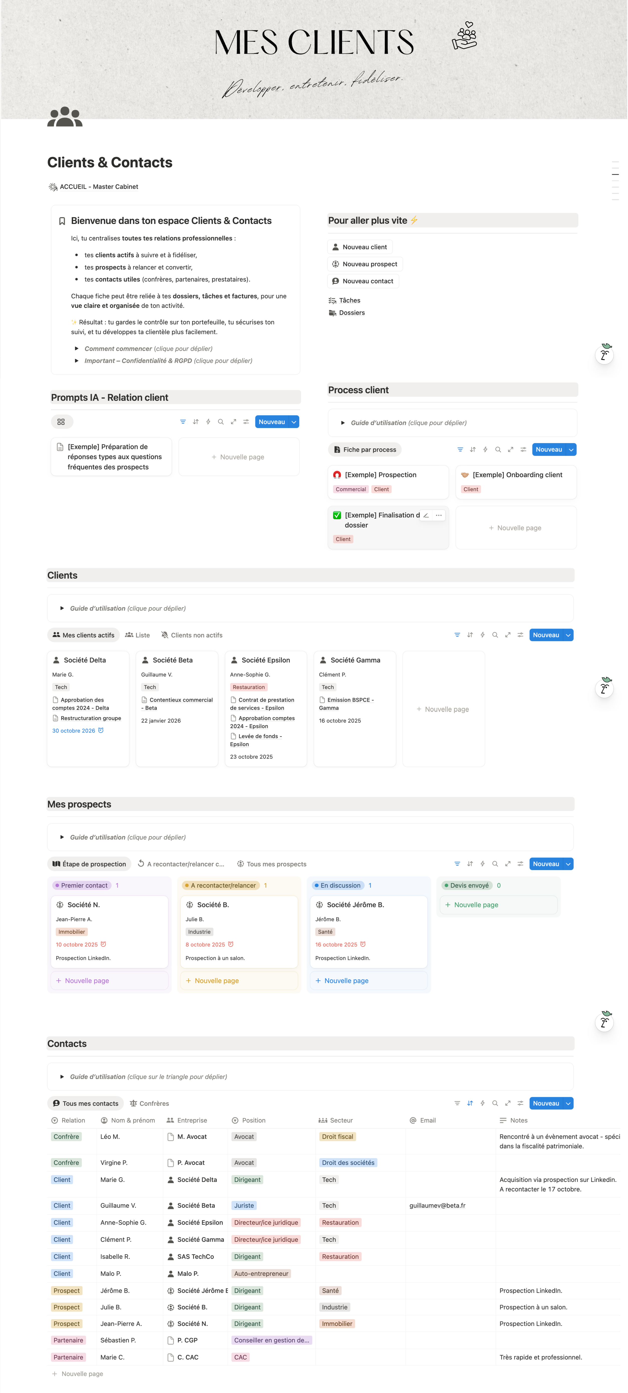 Master Cabinet Clients & Contacts